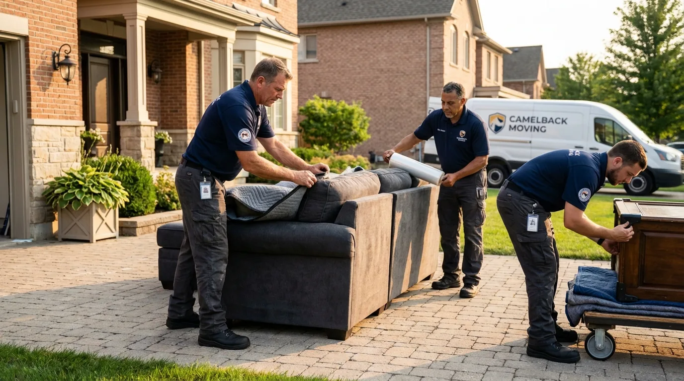 Large estate moving crew wrapping furniture in Lucerne, CA
